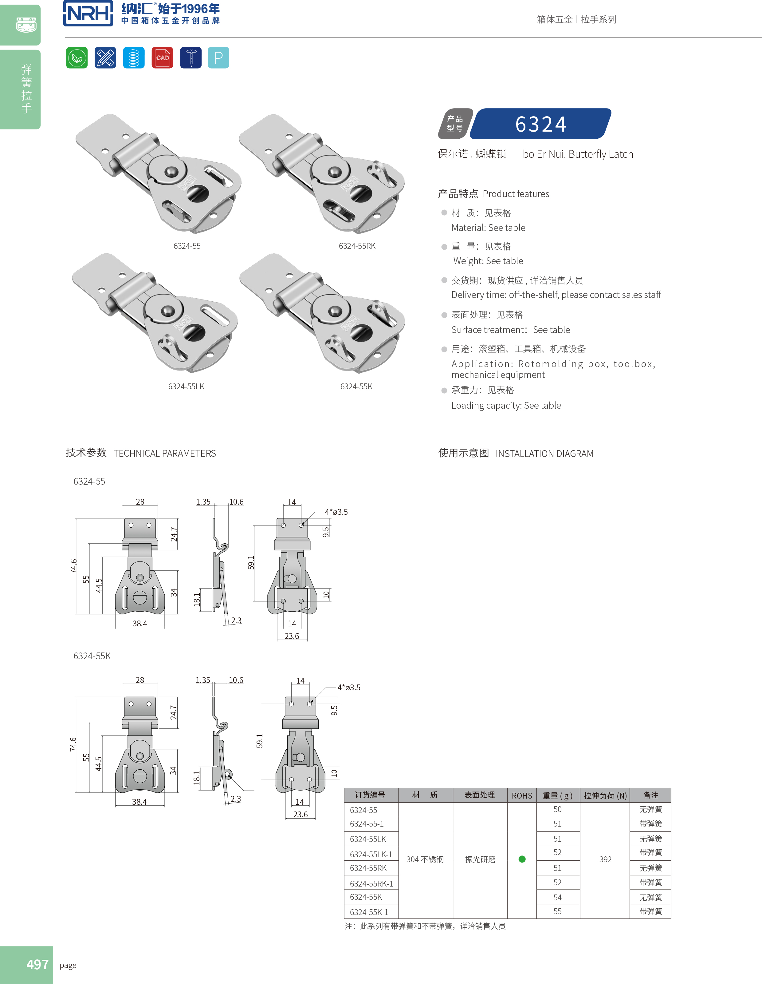 蝴蝶鎖芯6324-55RK冷藏箱搭扣_廣告箱箱扣_NRH救災(zāi)箱箱扣