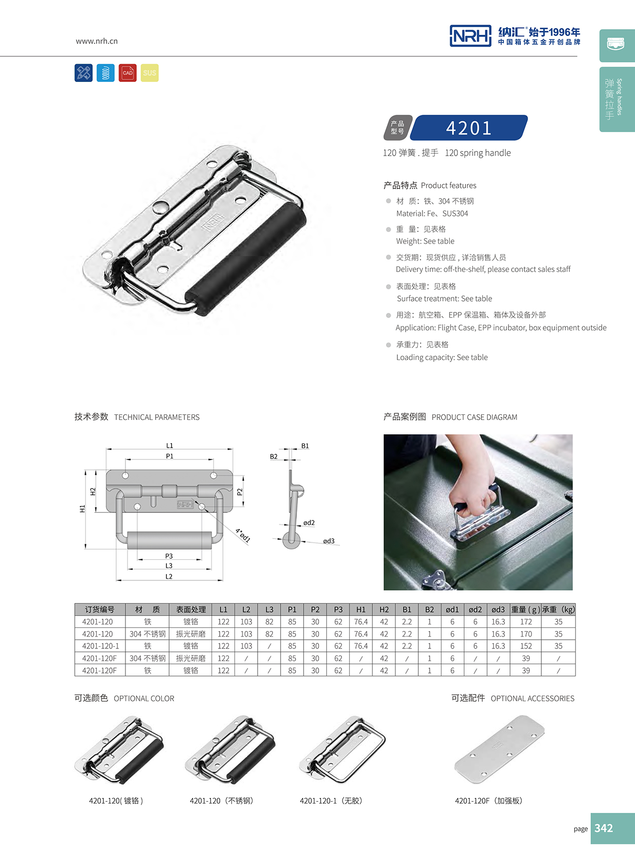 納匯/NRH 航空箱彈簧拉手 4201-120