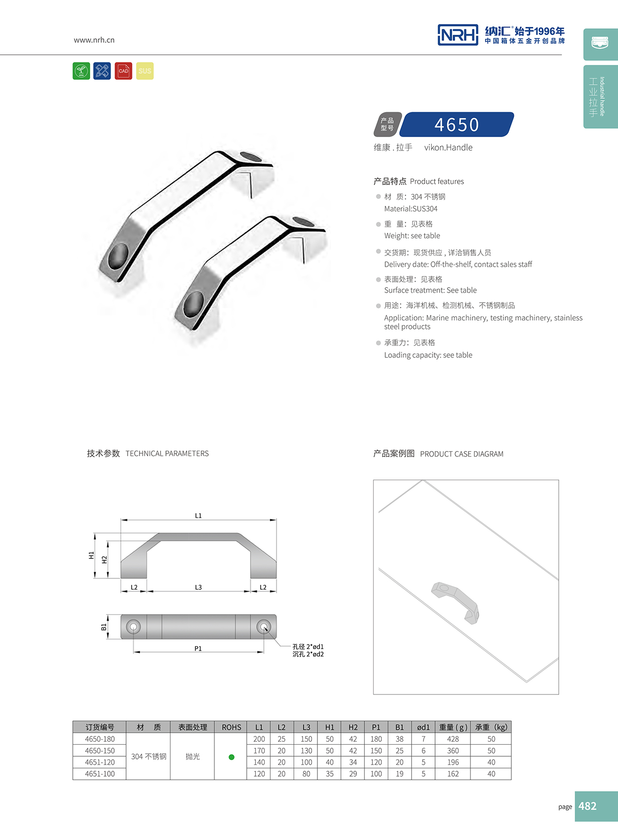 納匯/NRH 4650-120 航空箱拉手