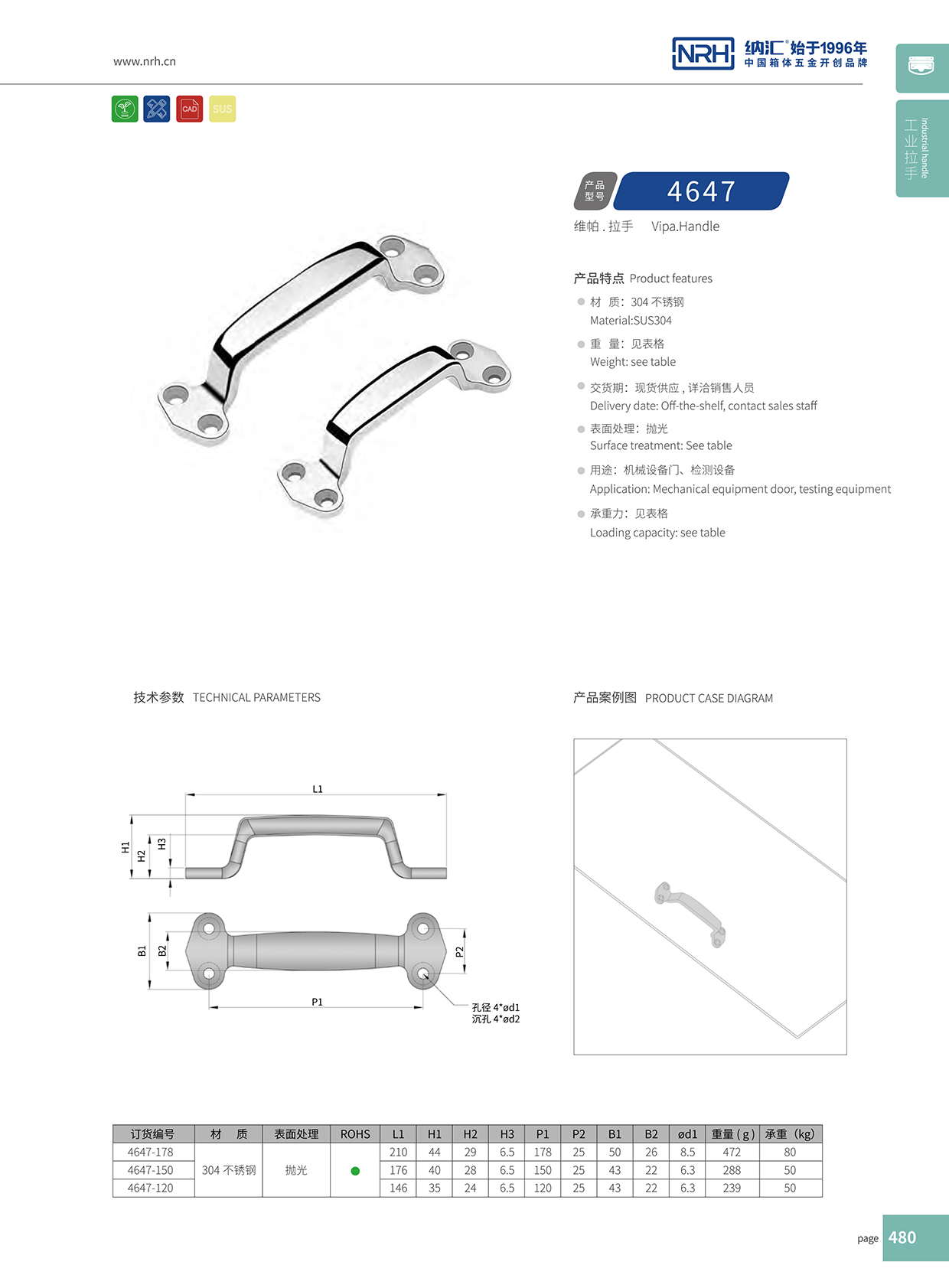 納匯/NRH 4647-120 工業設備箱拉手