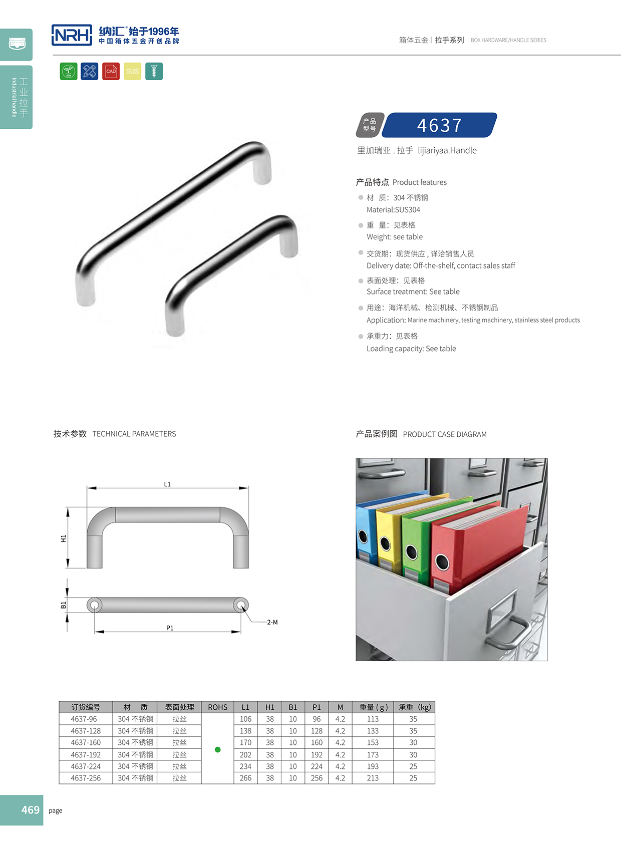 納匯/NRH 4637-288 鋁箱工業提手拉手